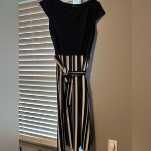 Elegant Long Striped Dress, Size XS